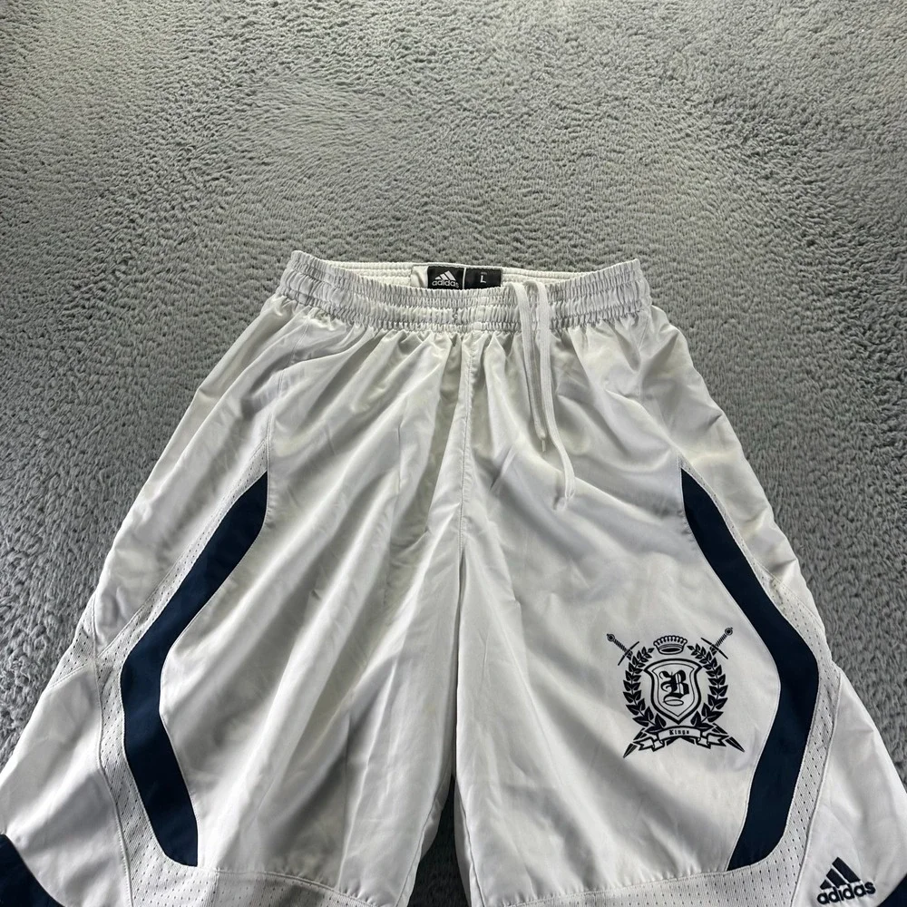 Vintage Adidas Shorts Men L White Athletic Basketball Running Performance Sports